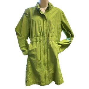 Eileen Fisher Womens Large Lime Green Cotton Nylon Zip Front Utility Jacket L